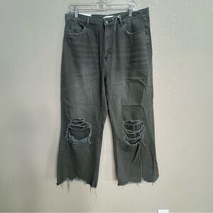 NWT Vervet Leslie 90’s Vintage Flare Distressed Jeans Women’s Size 31 Green